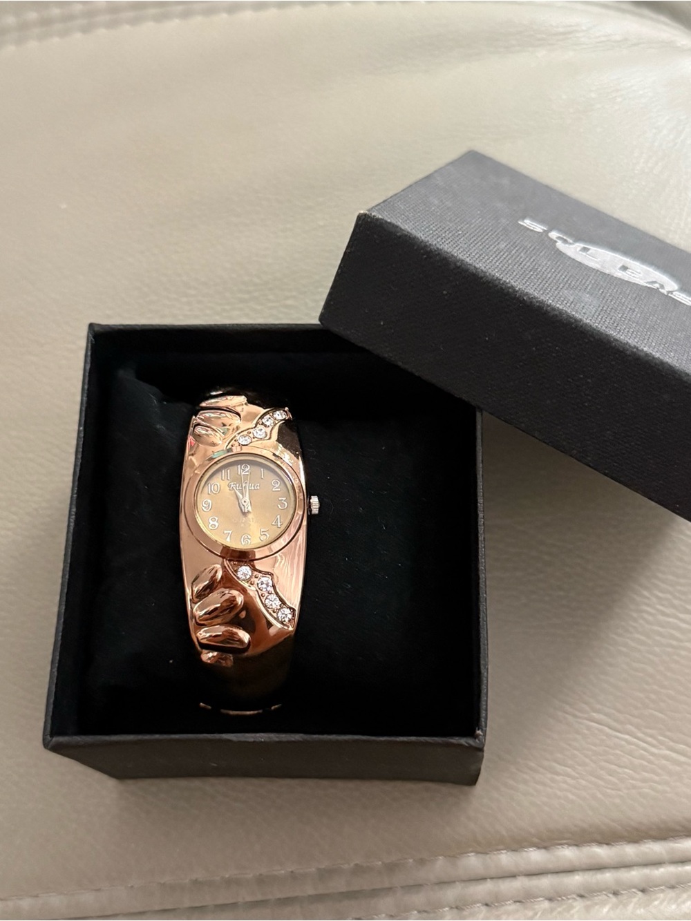 Rose Gold Women's Crystal Accent Bangle Watch